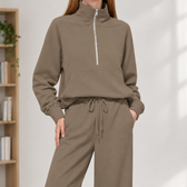 Kolfinna Half Zip Set - Dark Khaki