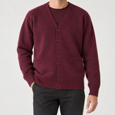 Anibal V Neck Cardigan - Dark Red