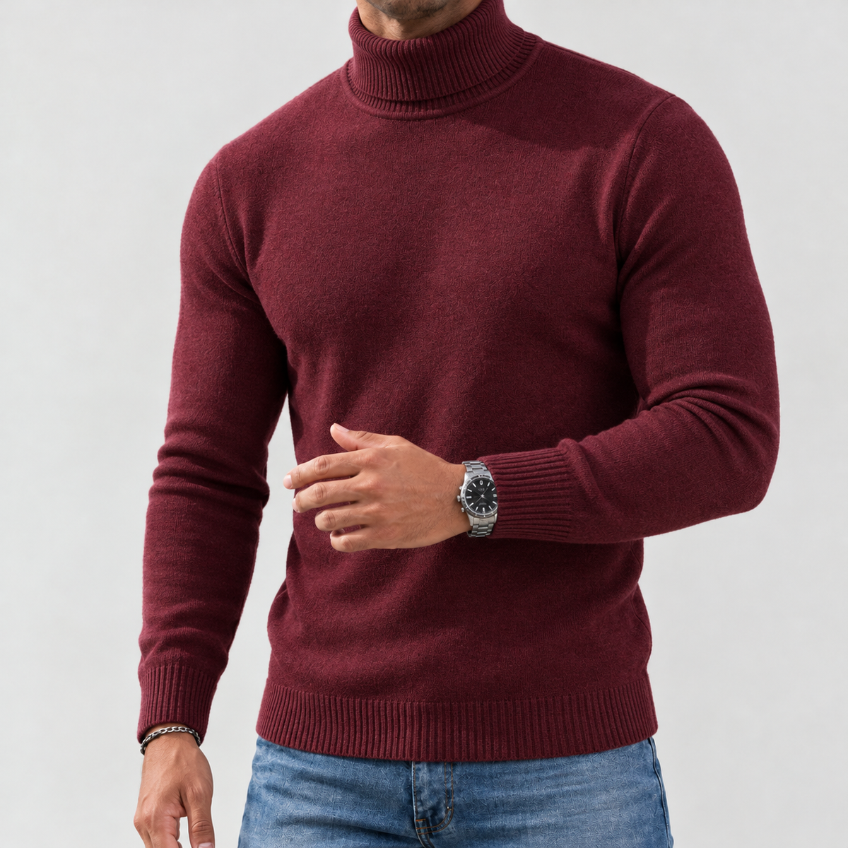 Saverio Turtleneck Sweater - Wine Red