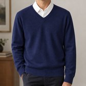 Nicanor V Neck Sweater - Navy Blue