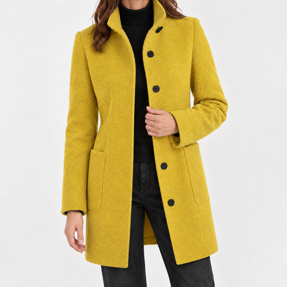 Corinna Stand Collar Jacket - Yellow