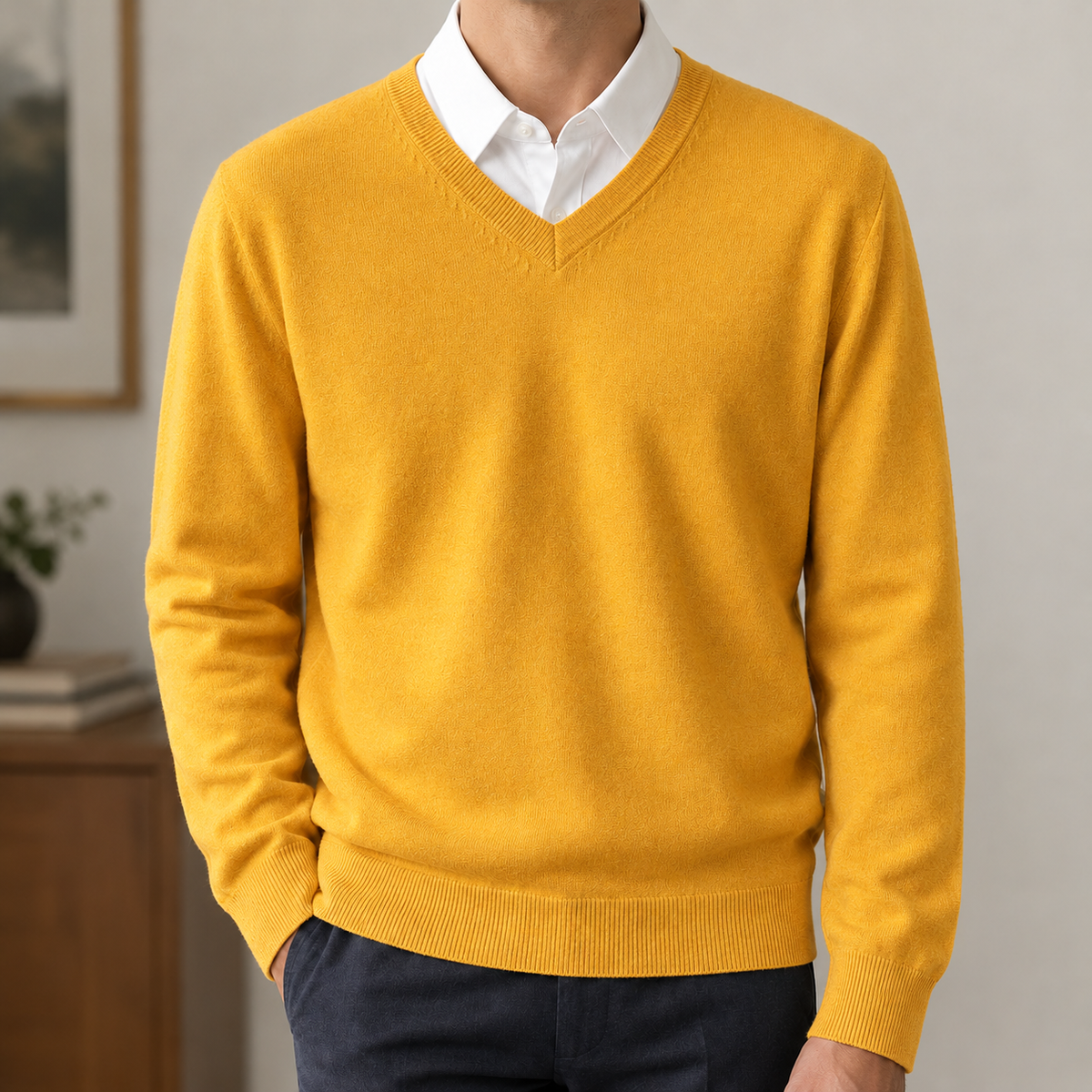 Nicanor V Neck Sweater - Turmeric