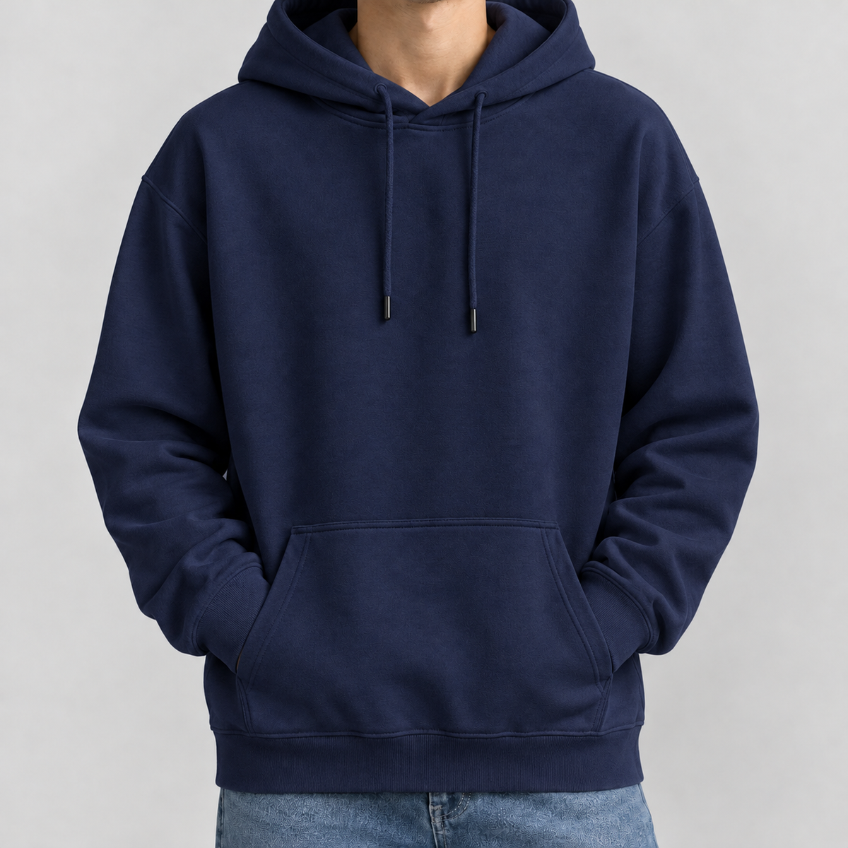 Christoph Relaxed Cotton Hoodie - Navy Blue