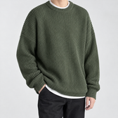 Sebastien Ribbed Crew Neck Sweater - Military Green