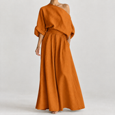 Rosaria Off Shoulder Skirt Set - Orange