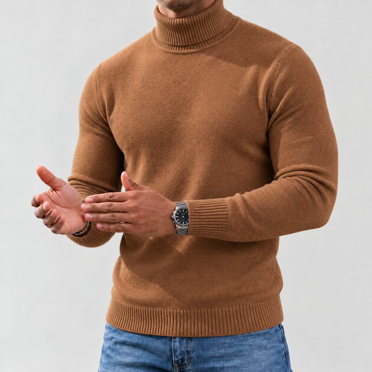 Saverio Turtleneck Sweater - Caramel Brown
