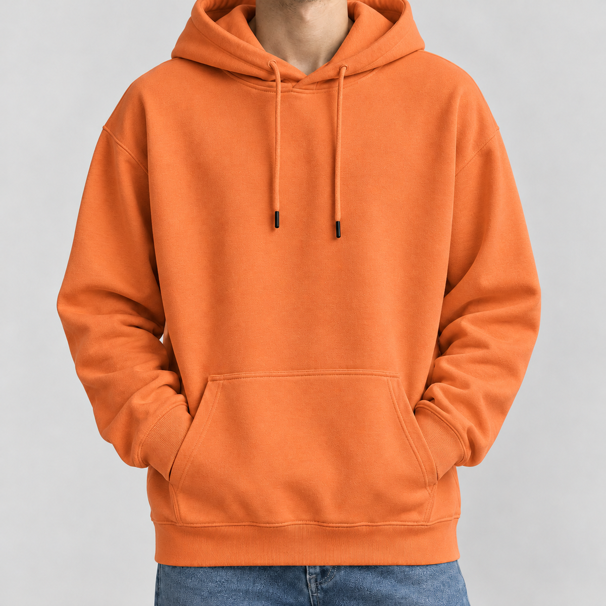 Christoph Relaxed Cotton Hoodie - Orange