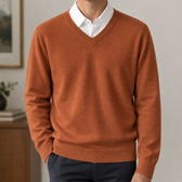 Nicanor V Neck Sweater - Caramel Brown