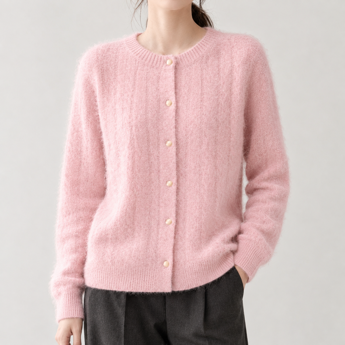 Veerle Cable Knit Cardigan - Pink