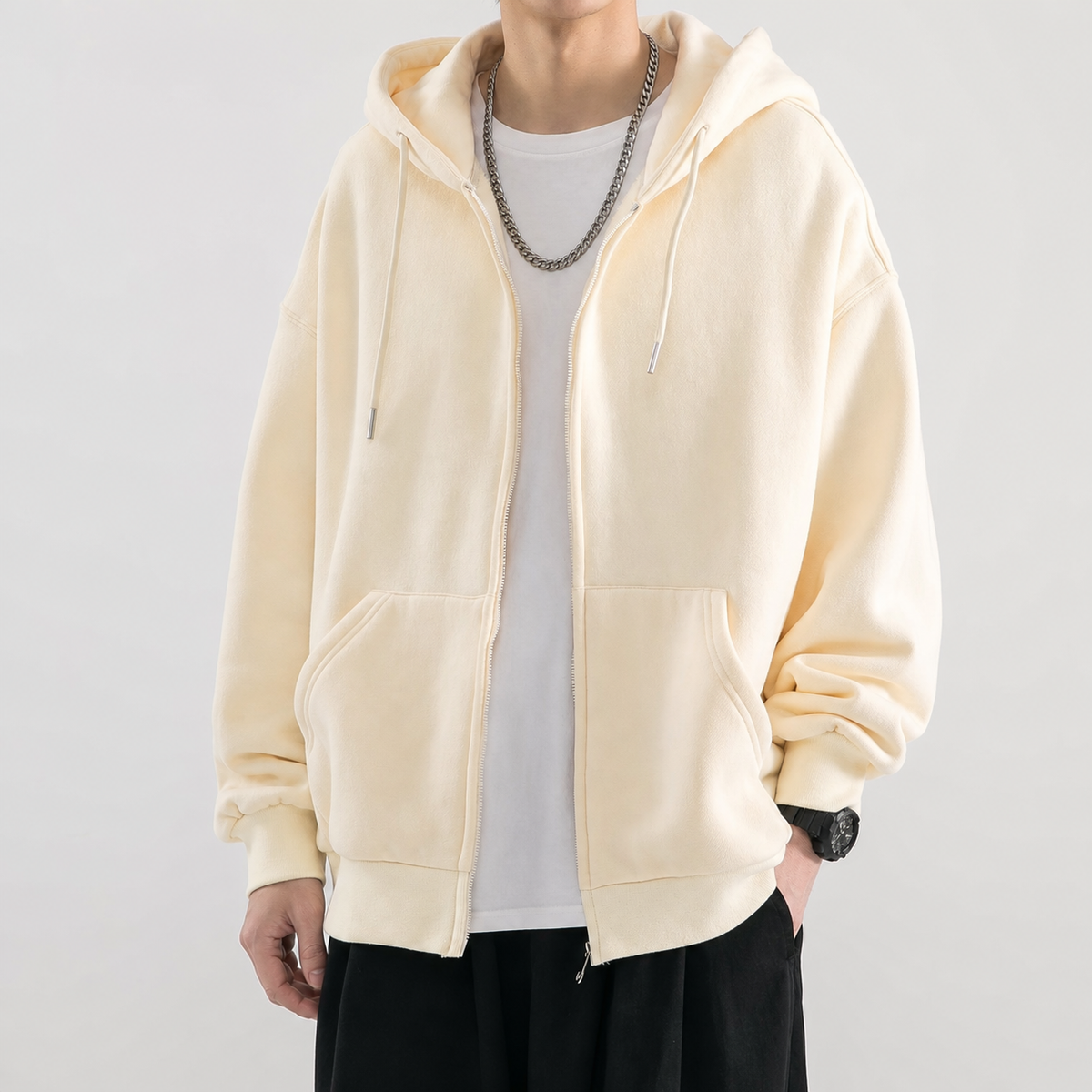Gianluca Oversized Zip Jacket - Apricot