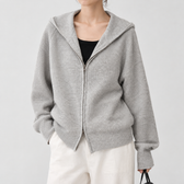 Jeanet Wool Zip Sweater - Light Gray