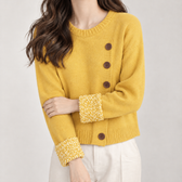 Margrit Button Front Cardigan - Yellow