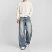Gideon Washed Wide Leg Jeans - Blue