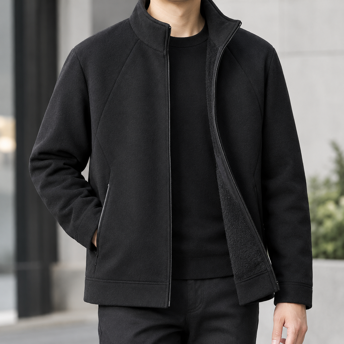 Dimitri Fleece Lined Jacket - Black No Pattern On The Chest