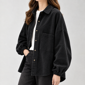 Anouck Textured Shirt Jacket - Black