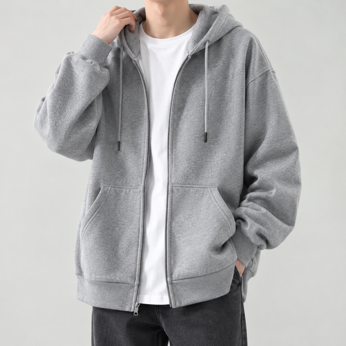 Arve Relaxed Zip Hoodie - Black