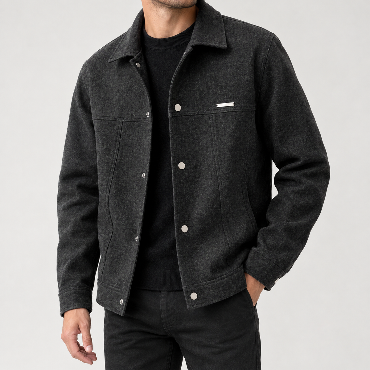 Blas Snap Front Jacket - Black