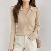 Antonietta Polo Collar Sweater - Flower Khaki