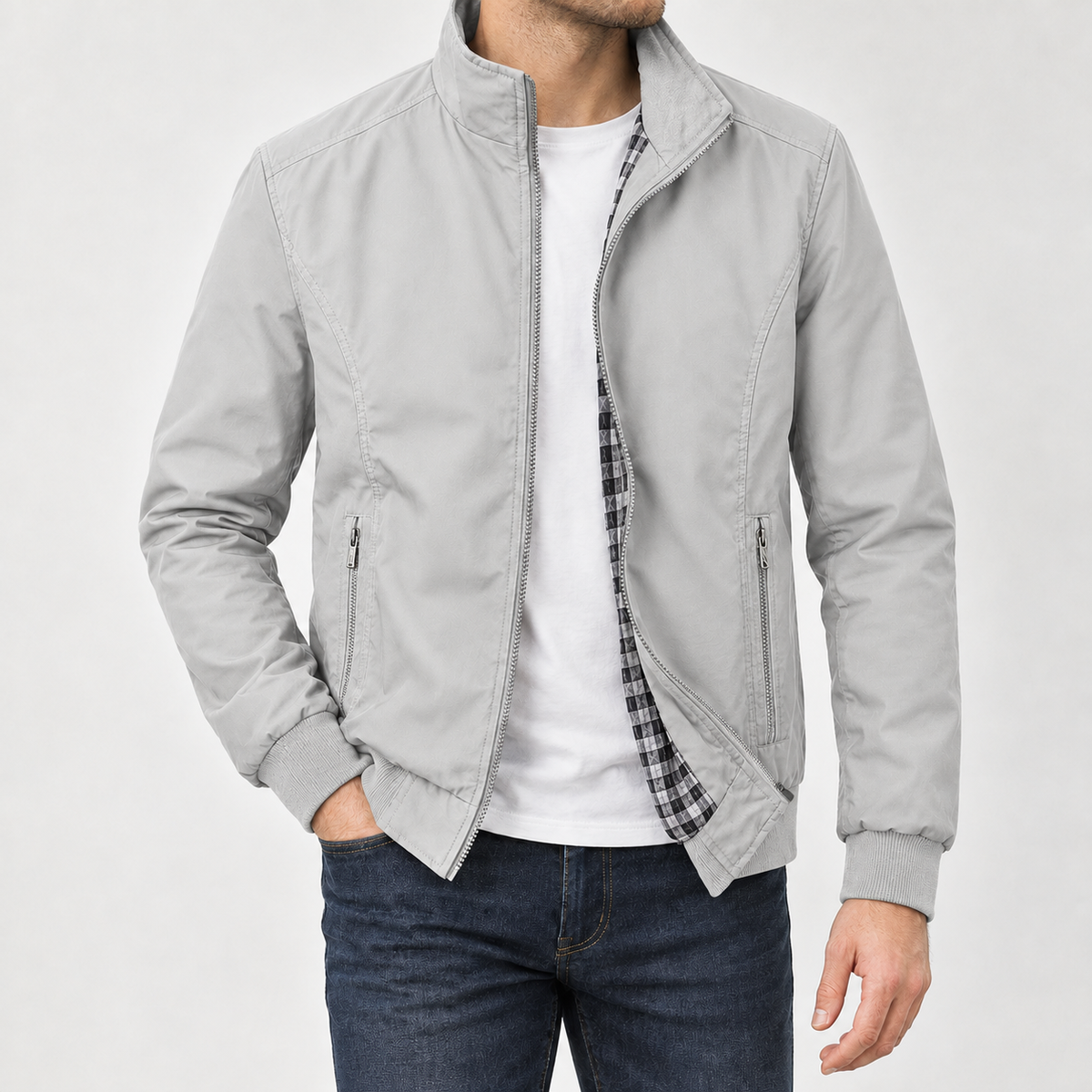 Ingimundur Stand Collar Jacket - Light Gray