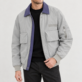 Flavien Contrast Collar Jacket - Silver Gray Green