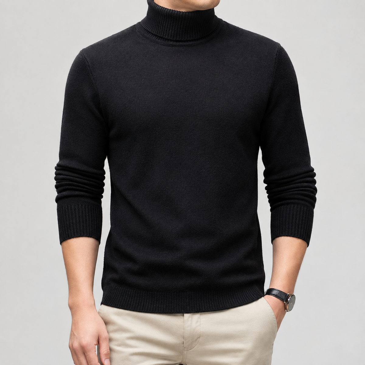 Odilon Slim Turtleneck - Black