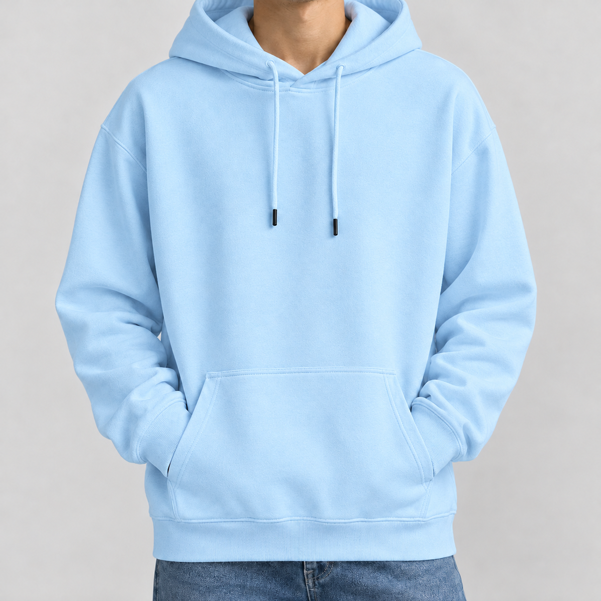 Christoph Relaxed Cotton Hoodie - Light Blue