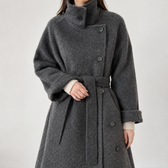 Lilli Belted Wool Coat - Dark Gray