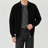 Alberico Textured Zip Cardigan - Black