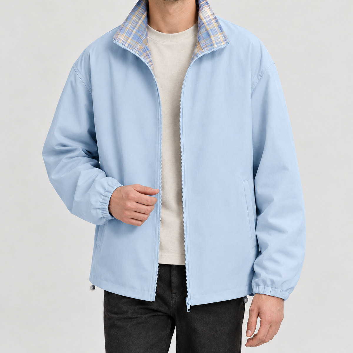 Raphael Plaid Collar Jacket - Blue