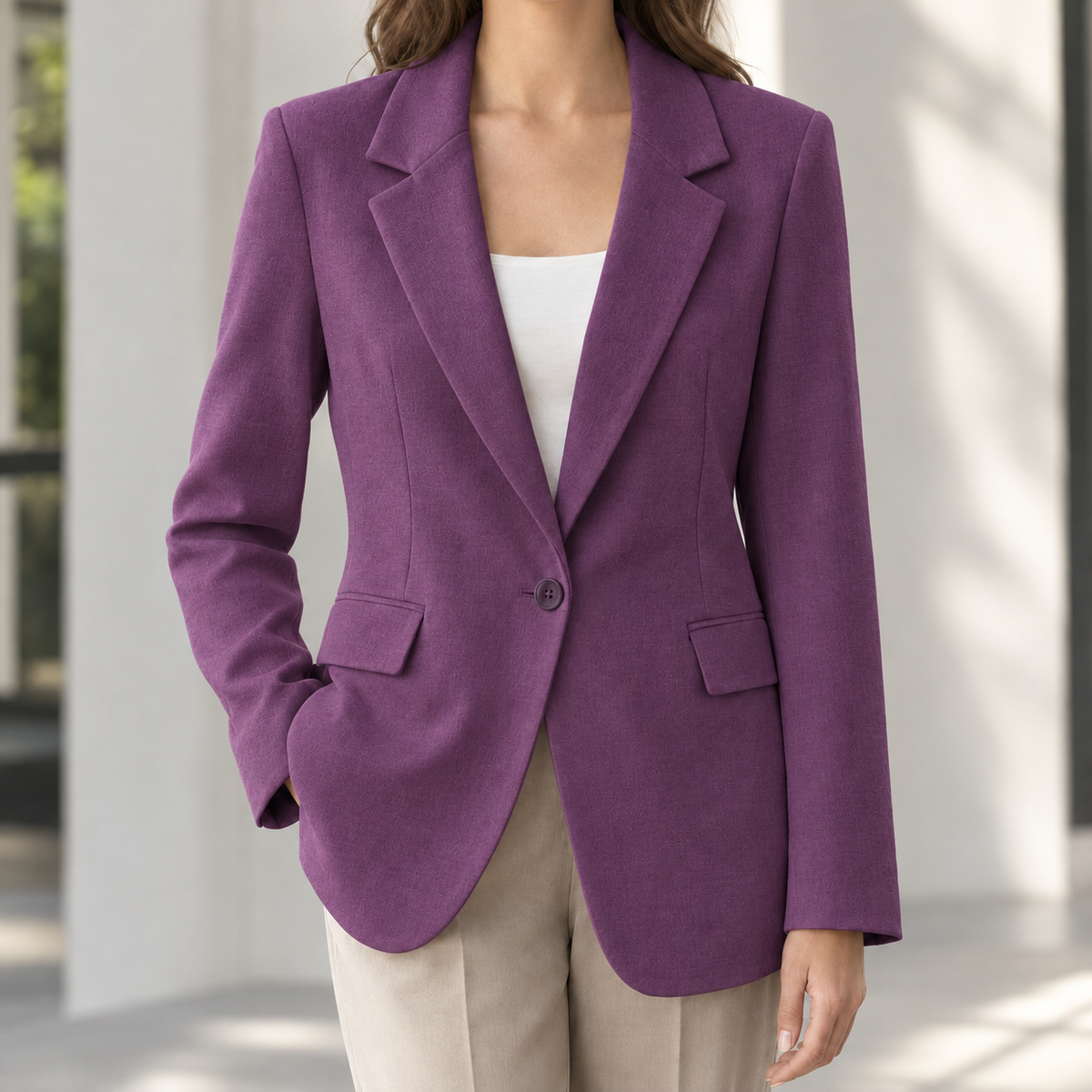 Grietje Notch Lapel Blazer - Purple
