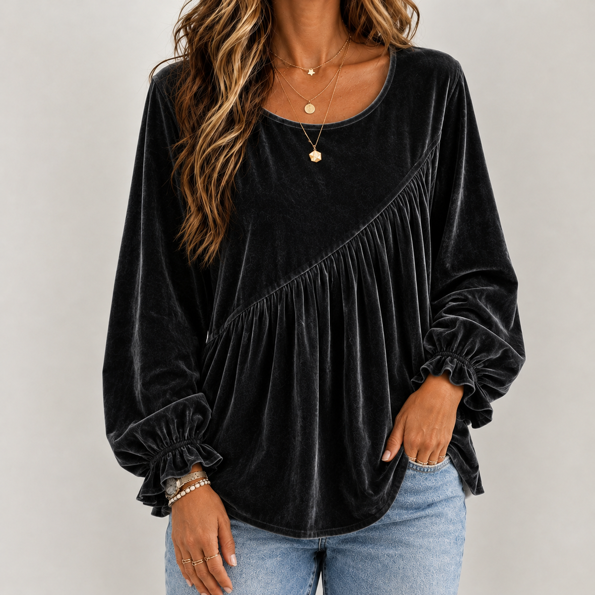Willeke Pleated Top - Black