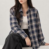 Carlijn Relaxed Plaid Shirt - Navy Blue