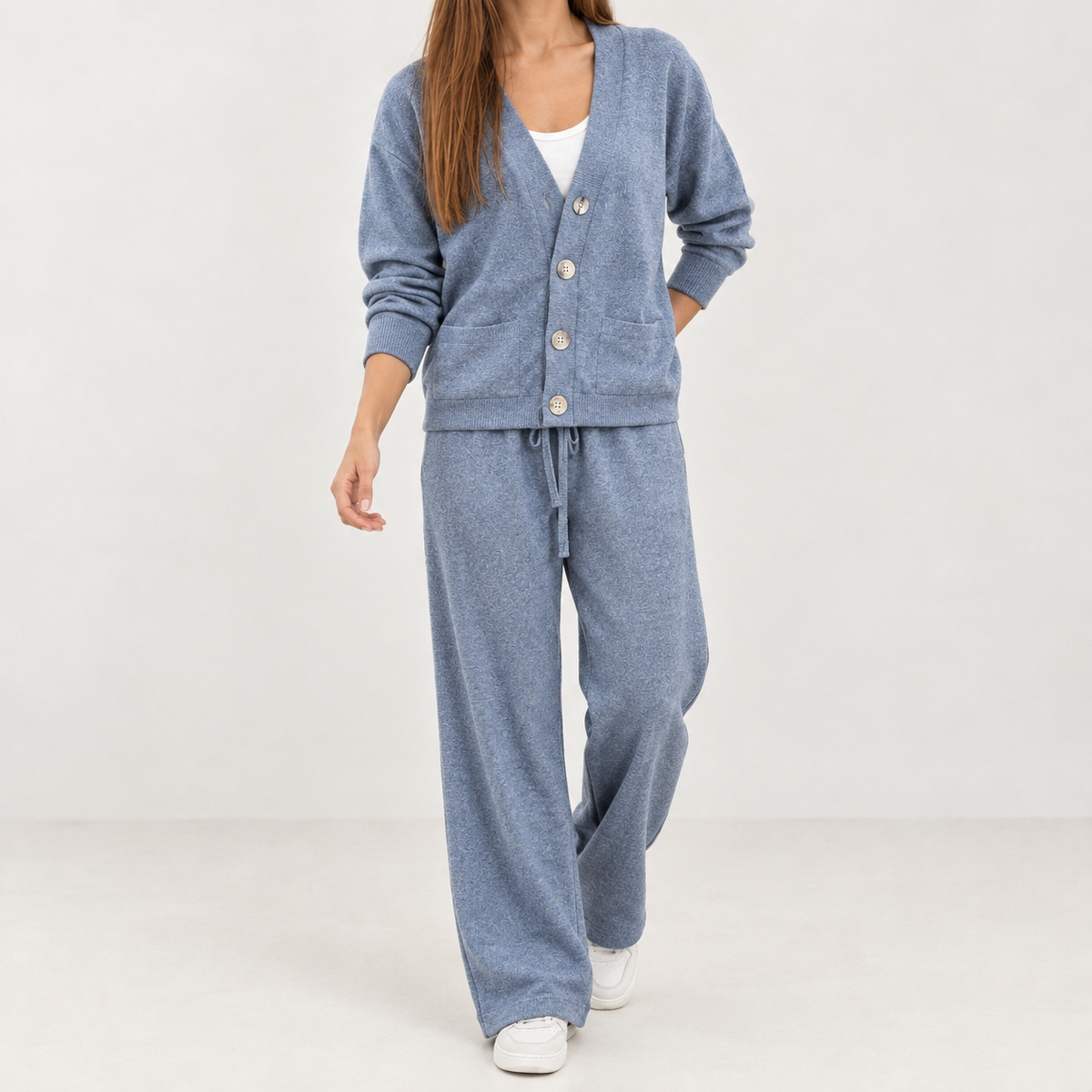 Aina Cashmere Lounge Set - Blue Gray