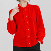 Barbro Ruffle Collar Blouse - Red