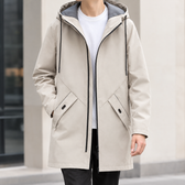 Stefano Hooded Longline Jacket - Grey