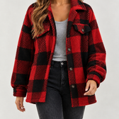 Maribel Plush Plaid Jacket - Red