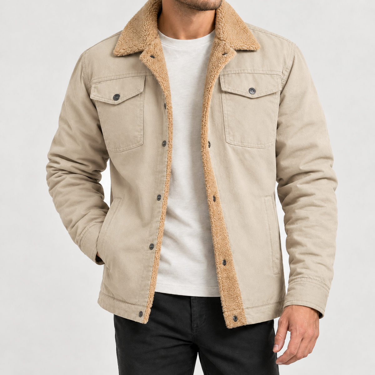 Brecht Sherpa Lined Jacket - Light Khaki