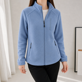 Noelle Stand Collar Fleece Jacket - Fog Blue