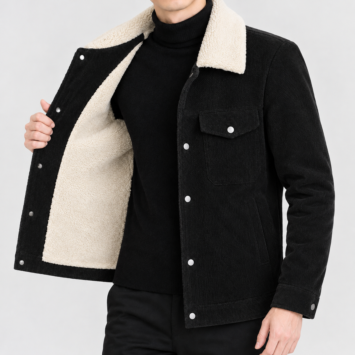Nelson Sherpa Collar Jacket - Black
