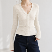 Dorina Ribbed Cardigan - White