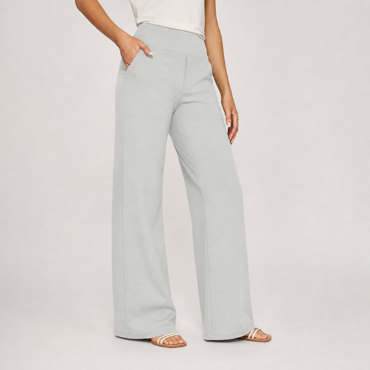 Ludovica Wide Leg Pants - Light Gray