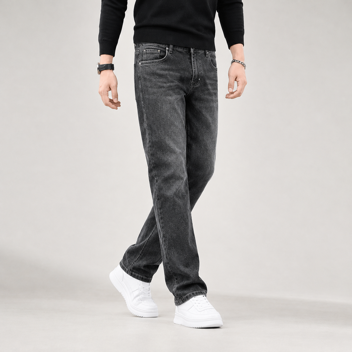 Guenter Straight Leg Jeans - Black Gray