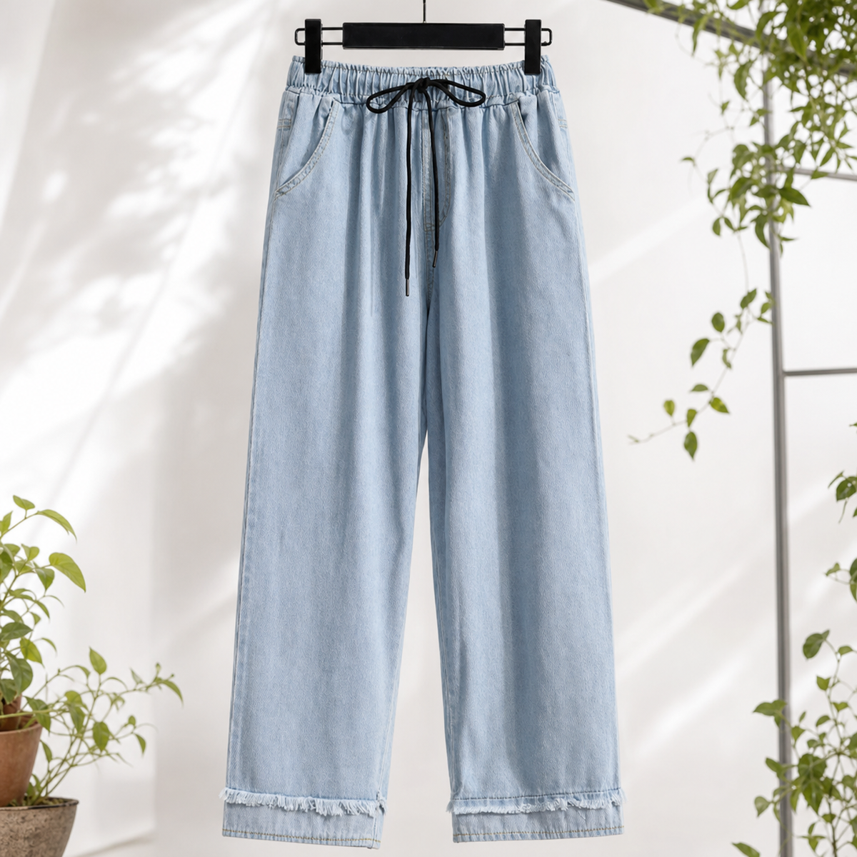 Cayetano Wide Leg Pants - Light Blue