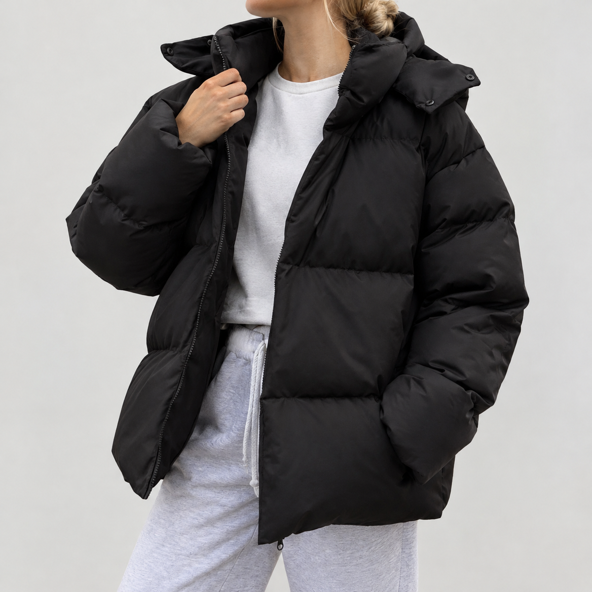 Lajla Hooded Puffer Jacket - Black