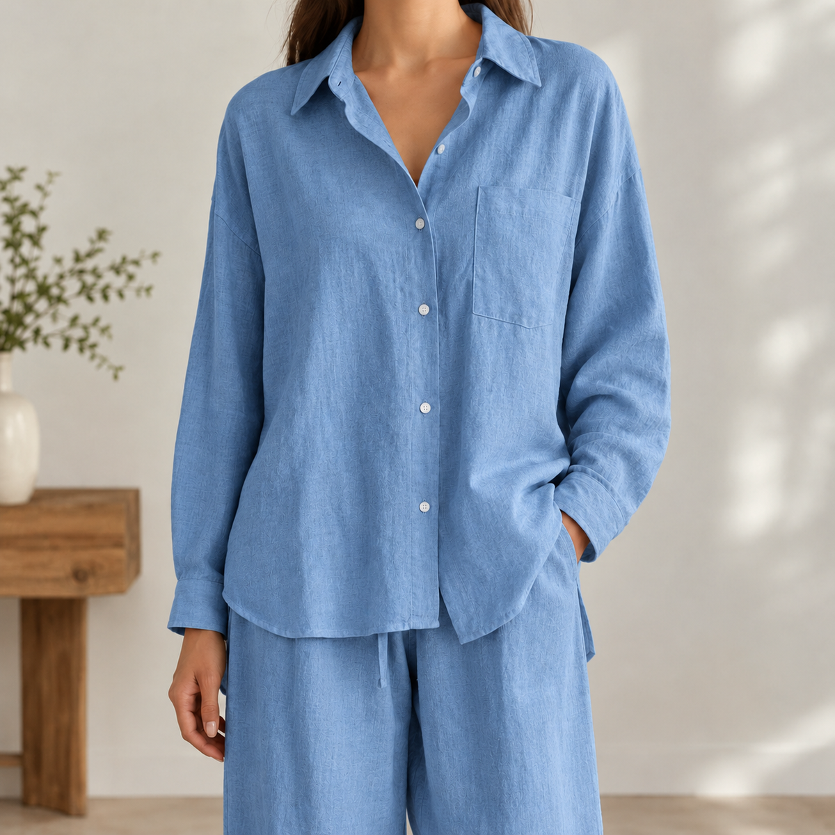 Christine Relaxed Pants Set - Blue
