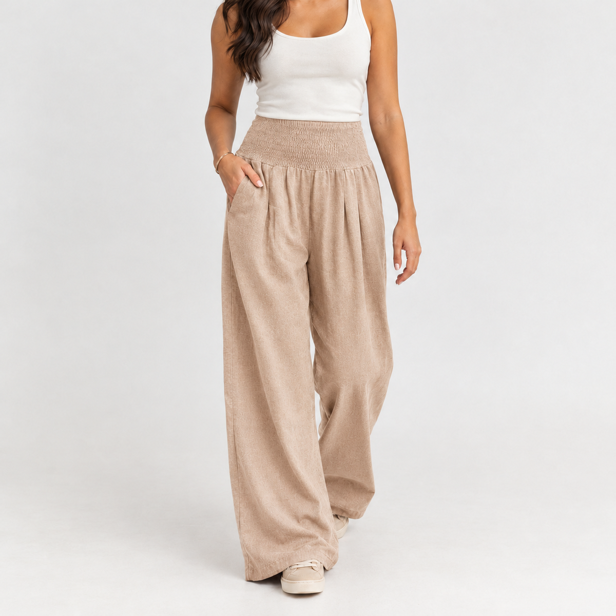 Annick Wide Leg Pants - Skin