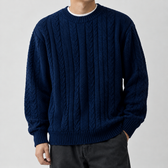 Fabiano Textured Crewneck Sweater - Navy