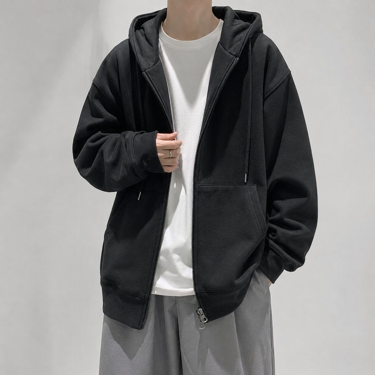Arnold Oversized Zip Hoodie - Gray