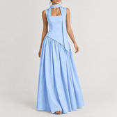 Majken Asymmetric Maxi Dress - Blue