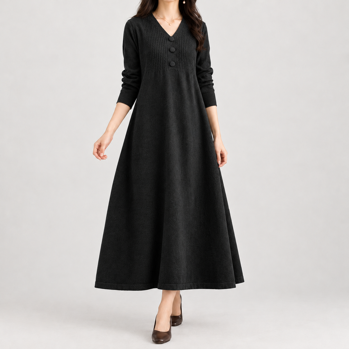 Gertraud A Line Dress - Black